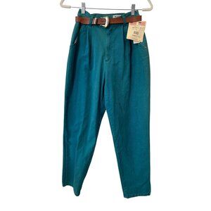 Vintage 80s  IC Isaacs Belted High Rise Pants Size 6 Petite Trousers Deadstock N